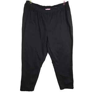 Woman Within Black Pull On Cotton Blend Chino Pants -Pockets- Plus Size 26W